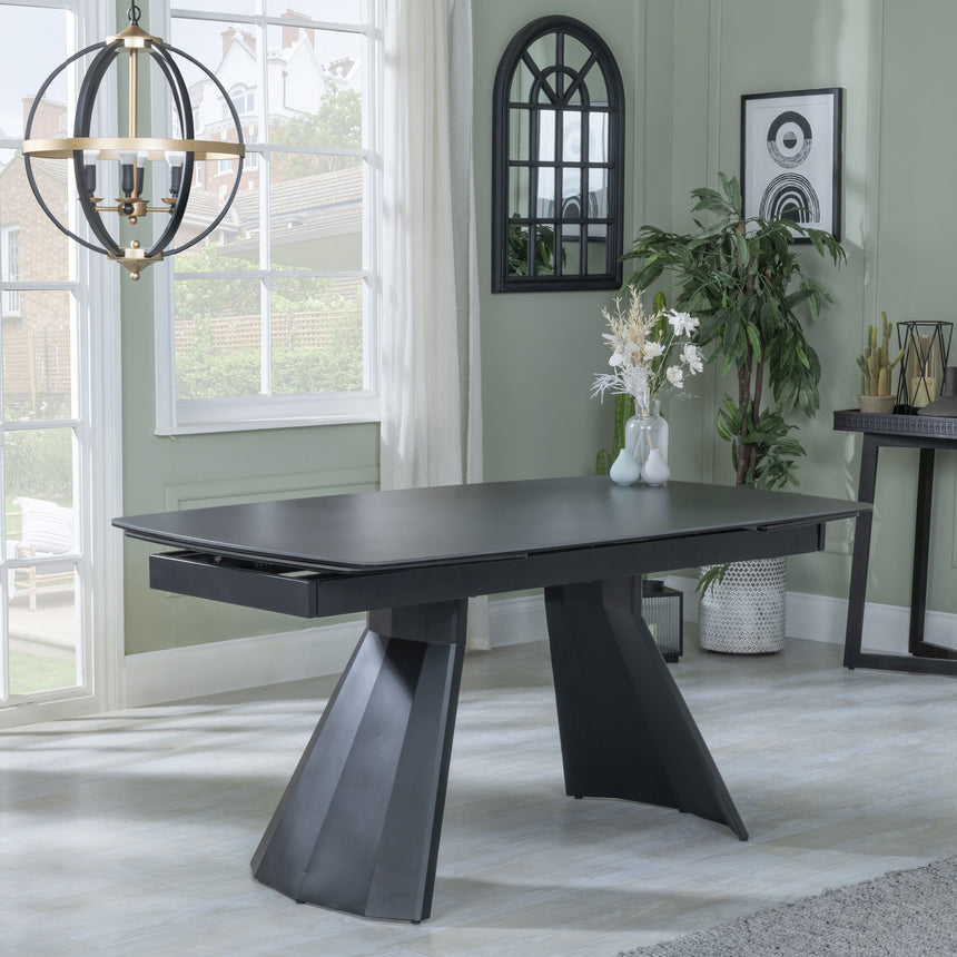 Sara 6-8 Seater Black Ceramic Extending Dining Table - 160cm-240cm