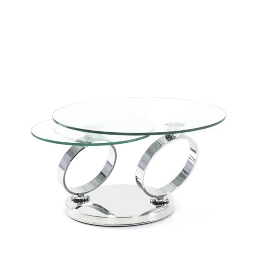 Prato Swivel Glass Top Round Coffee Table