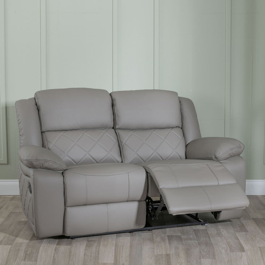 Sidcup Light Grey Leather 2 Seater Recliner Sofa