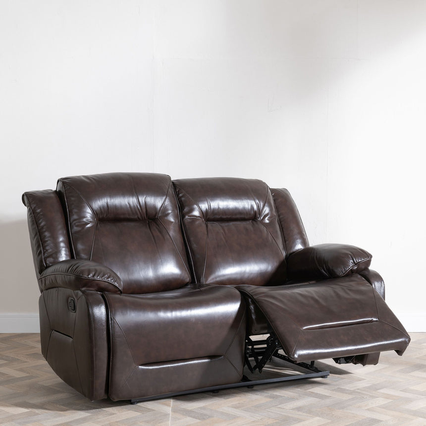Abruzzo Dark Brown Leather 2 Seater Recliner Sofa