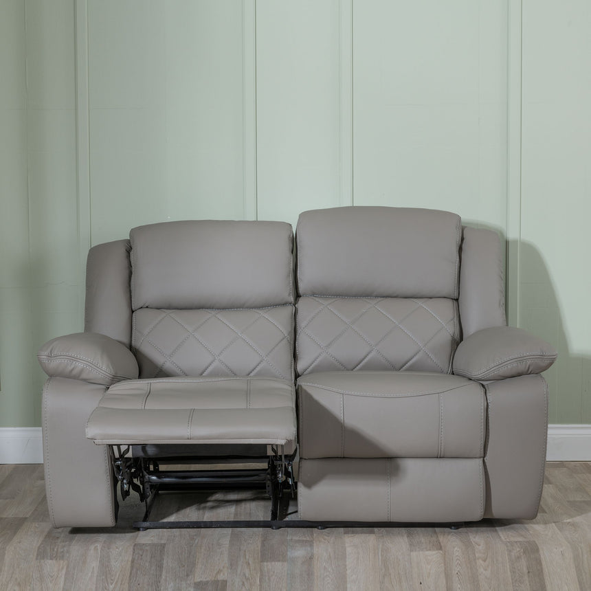 Sidcup Light Grey Leather 2 Seater Recliner Sofa