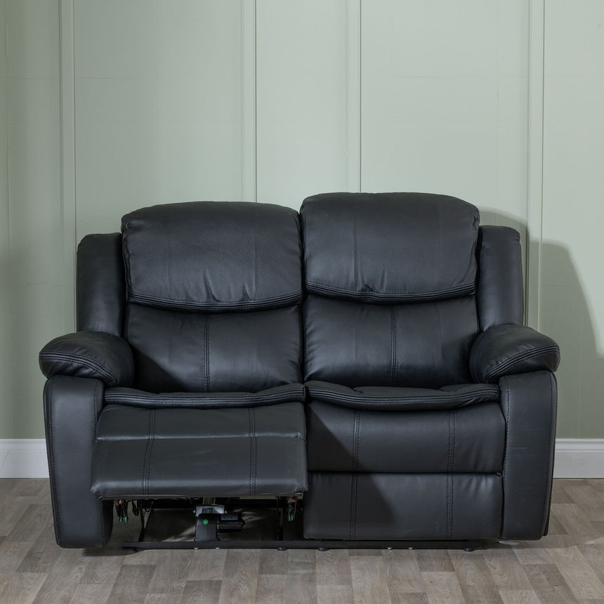 Stamford Black Leather 2 Seater Recliner Sofa