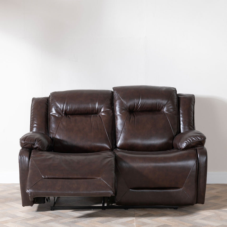 Abruzzo Dark Brown Leather 2 Seater Recliner Sofa