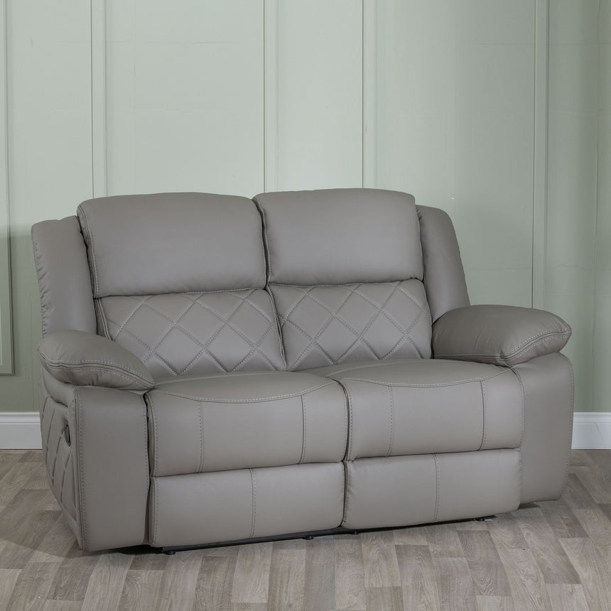 Sidcup Light Grey Leather 2 Seater Recliner Sofa