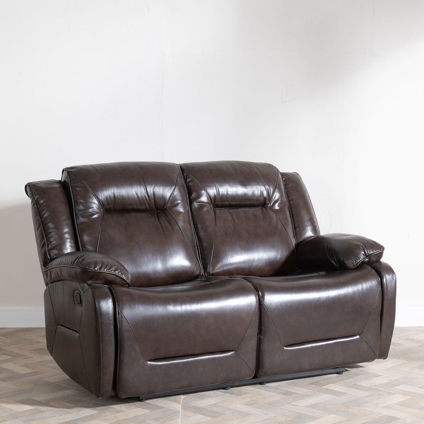 Abruzzo Dark Brown Leather 2 Seater Recliner Sofa