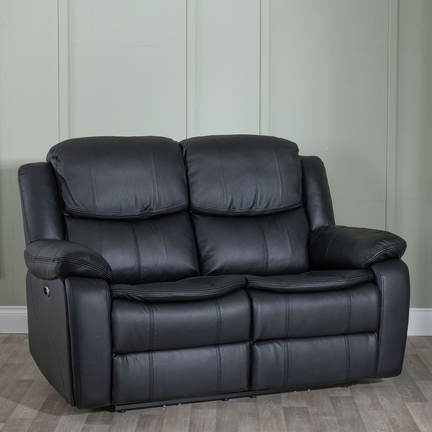 Stamford Black Leather 2 Seater Recliner Sofa