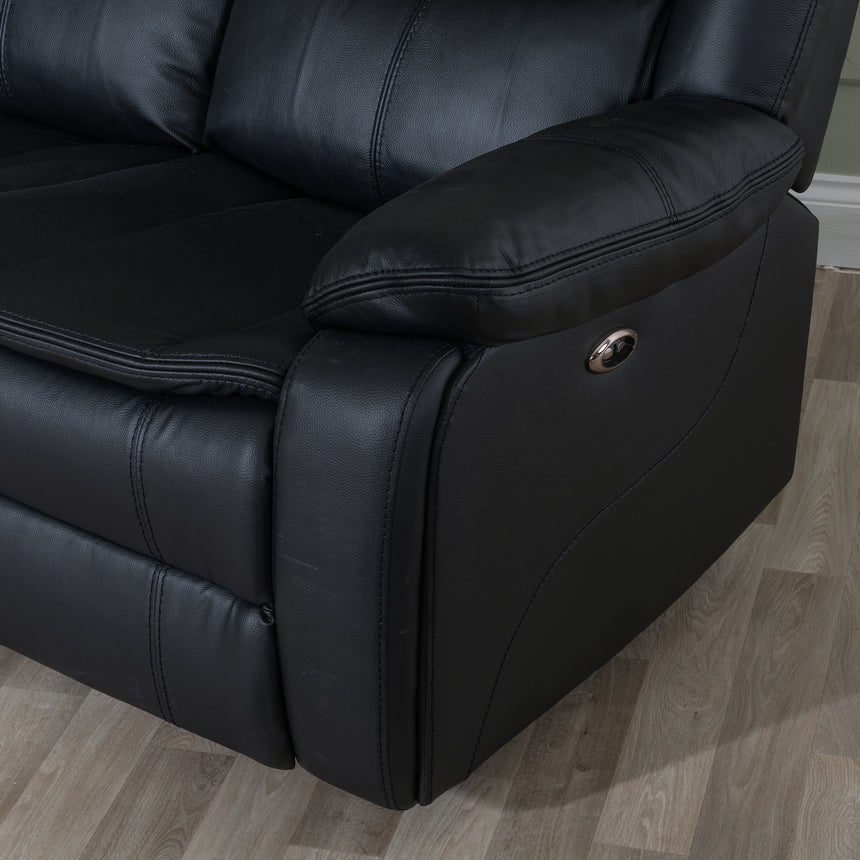 Stamford Black Leather 2 Seater Recliner Sofa