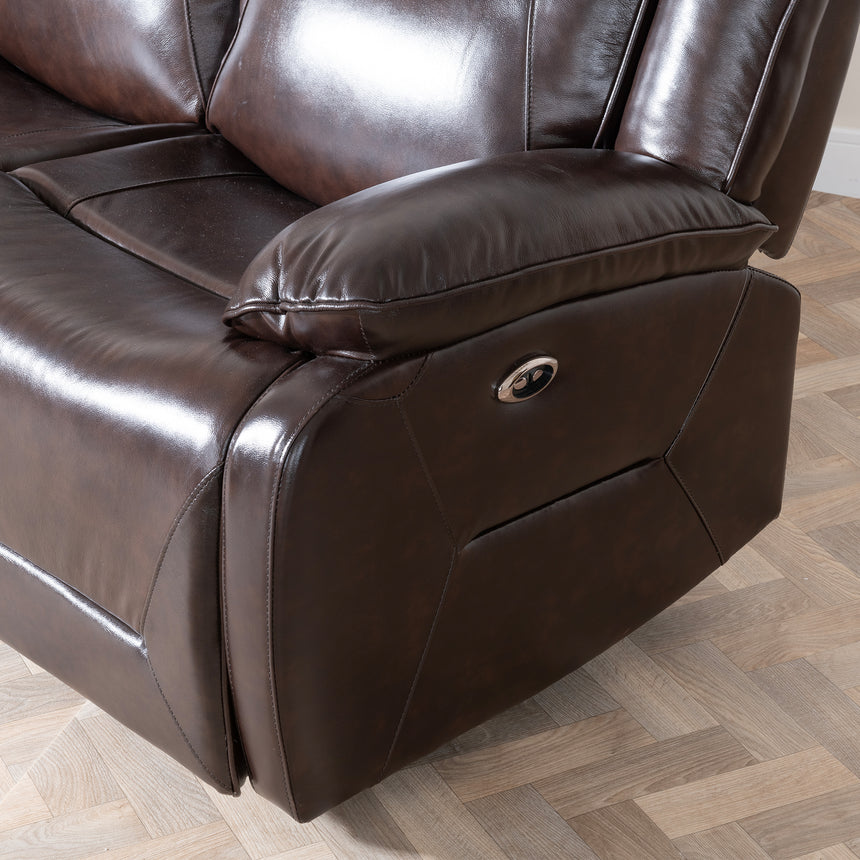 Abruzzo Dark Brown Leather 2 Seater Recliner Sofa