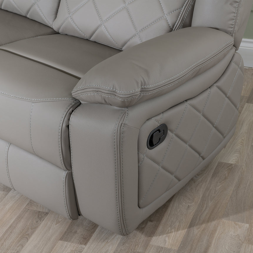 Sidcup Light Grey Leather 2 Seater Recliner Sofa