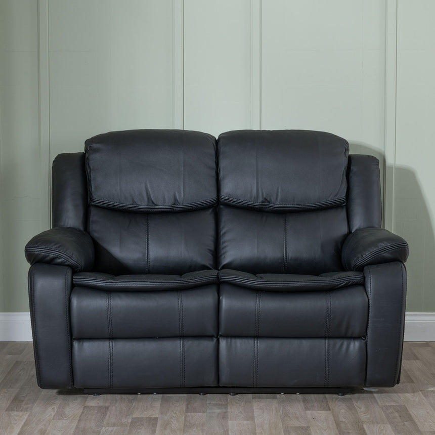 Stamford Black Leather 2 Seater Recliner Sofa