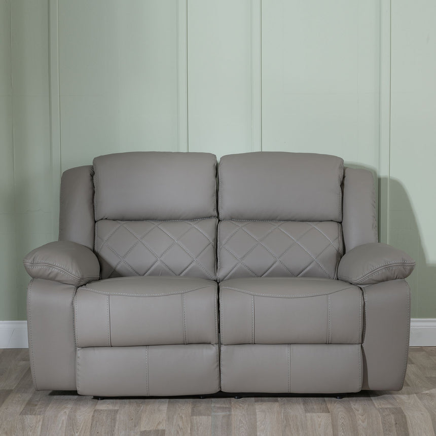 Sidcup Light Grey Leather 2 Seater Recliner Sofa