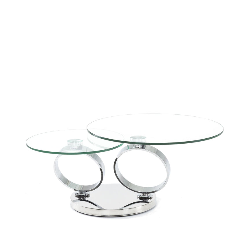 Prato Swivel Glass Top Round Coffee Table