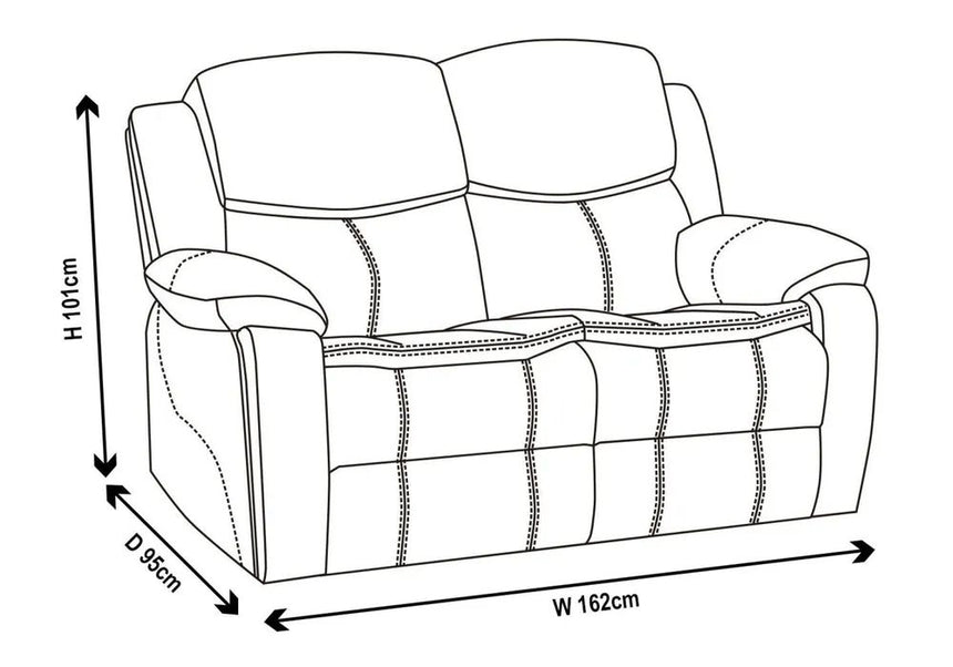 Stamford Black Leather 2 Seater Recliner Sofa