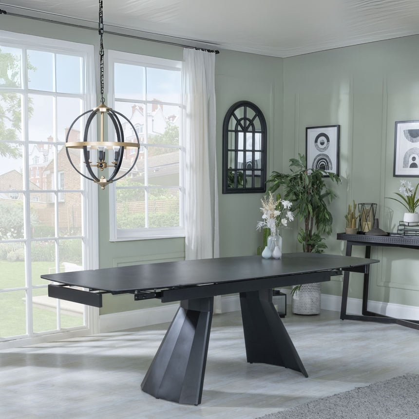 Sara 6-8 Seater Black Ceramic Extending Dining Table - 160cm-240cm
