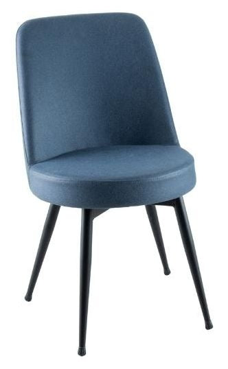 Dover Blue Dining Chair, Velvet Fabric Upholstered with Black Metal Legs