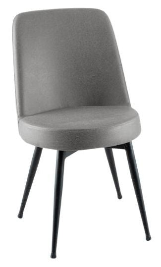 Dover Grey Dining Chair, Velvet Fabric Upholstered with Black Metal Legs