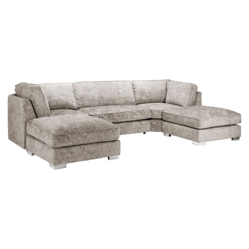 Bishop Fullback Truffle Velvet Fabric U Shape Corner Sofa Suite