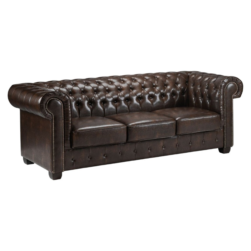 Chesterfield Antique Brown 3 Seater Sofa