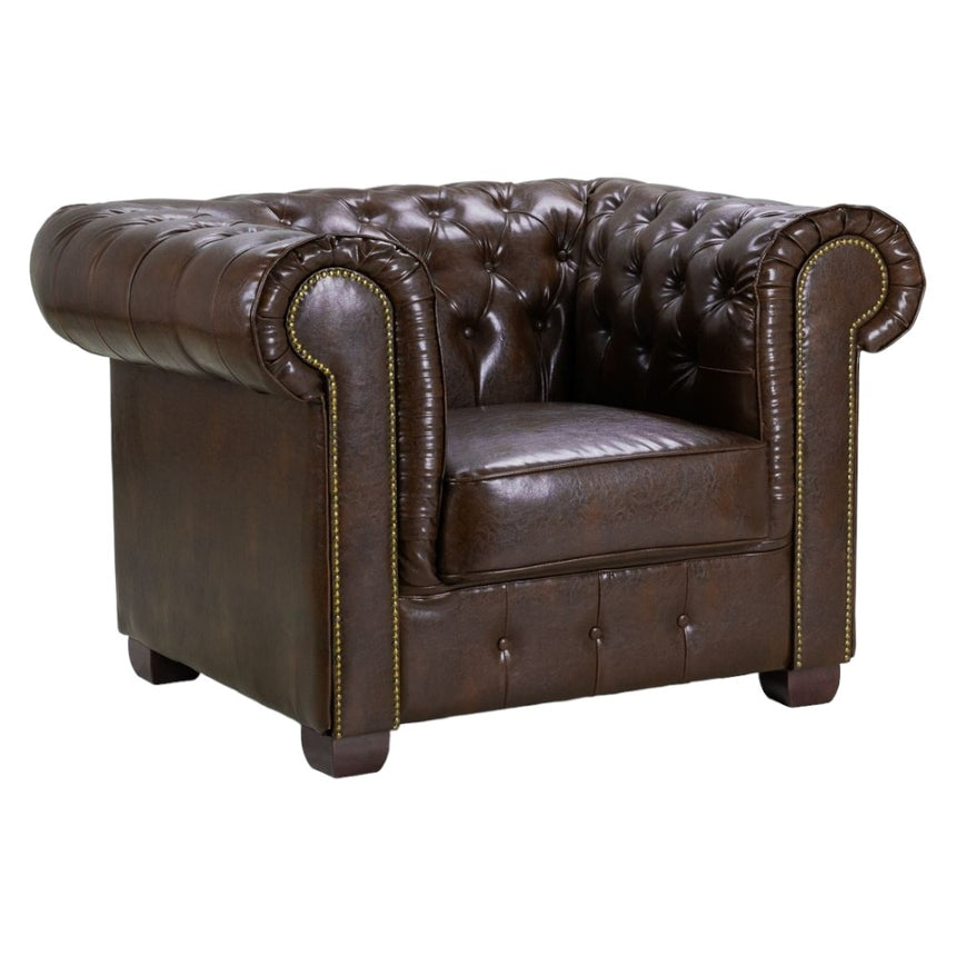 Chesterfield Antique Brown Armchair