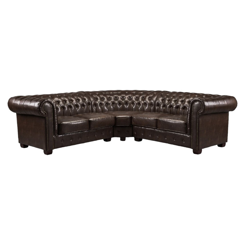 Chesterfield Antique Brown Large Corner Sofa