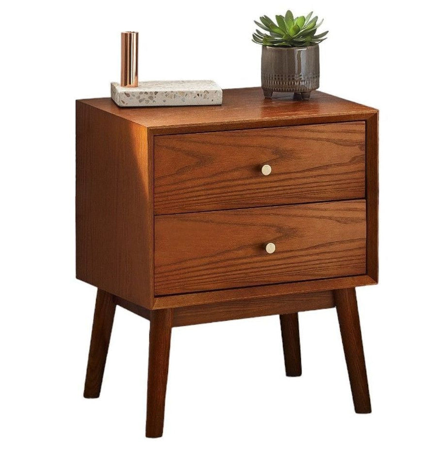 Lowry Cherry Wood Retro Style 2 Drawer Bedside Cabinet
