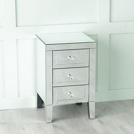 Lucia Mirrored Bedside Cabinet - 3 Drawer