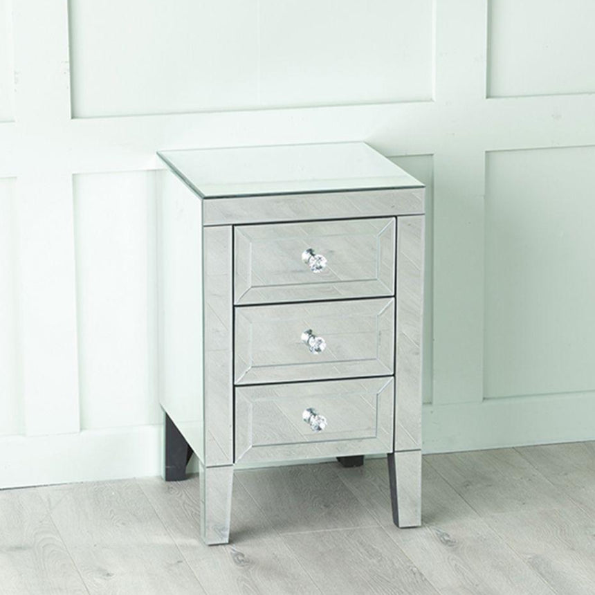 Lucia Mirrored Bedside Cabinet - 3 Drawer