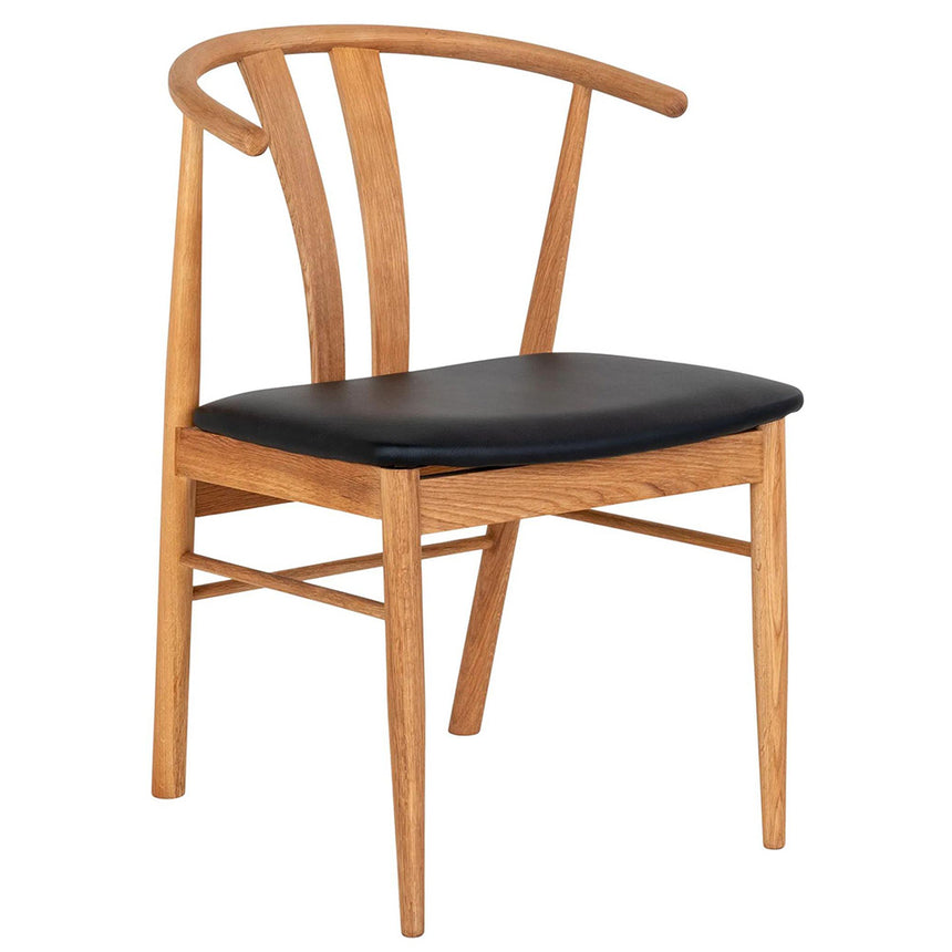 2 x Melilla Natural Oak Faux Leather Seat Dining Chair