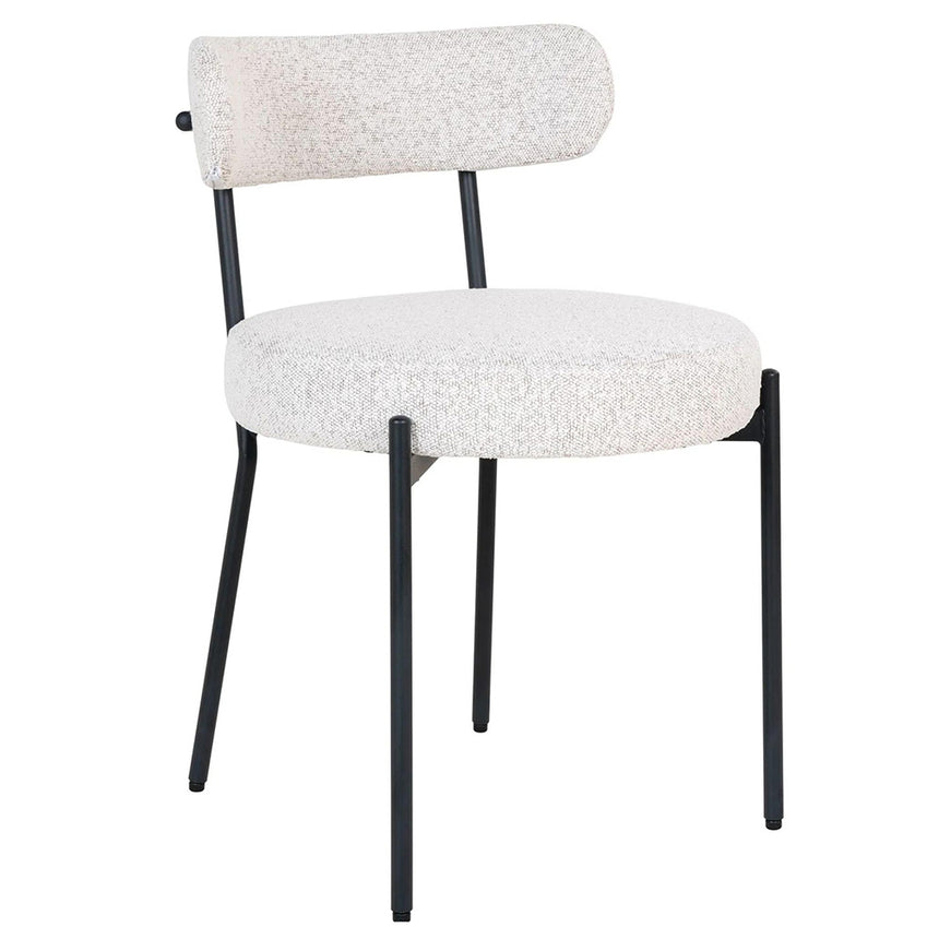 2 x Badalona White Boucle Fabric Dining Chair with Black Legs
