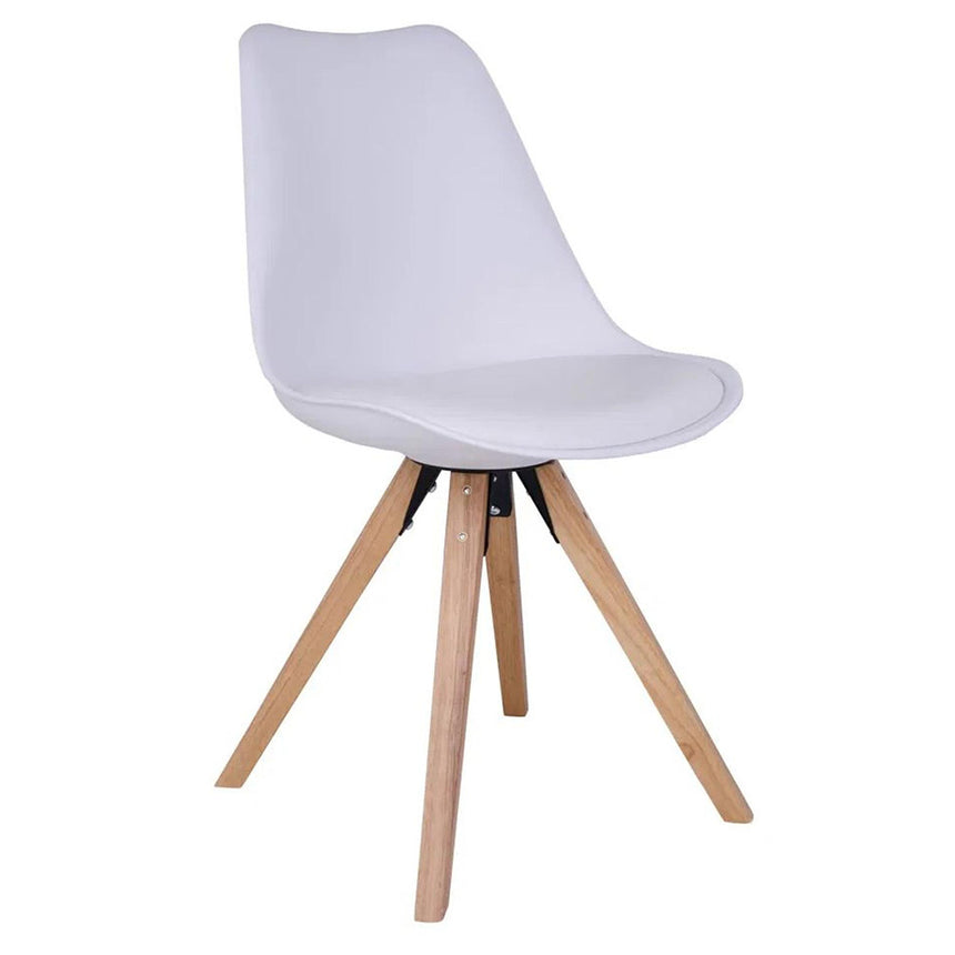 2 x Bergen White Faux Leather Dining Chair with Natural Legs