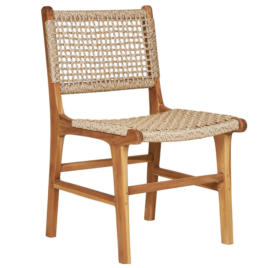 2 x Derby Polyrattan Natural Teak Wood Dining Chair