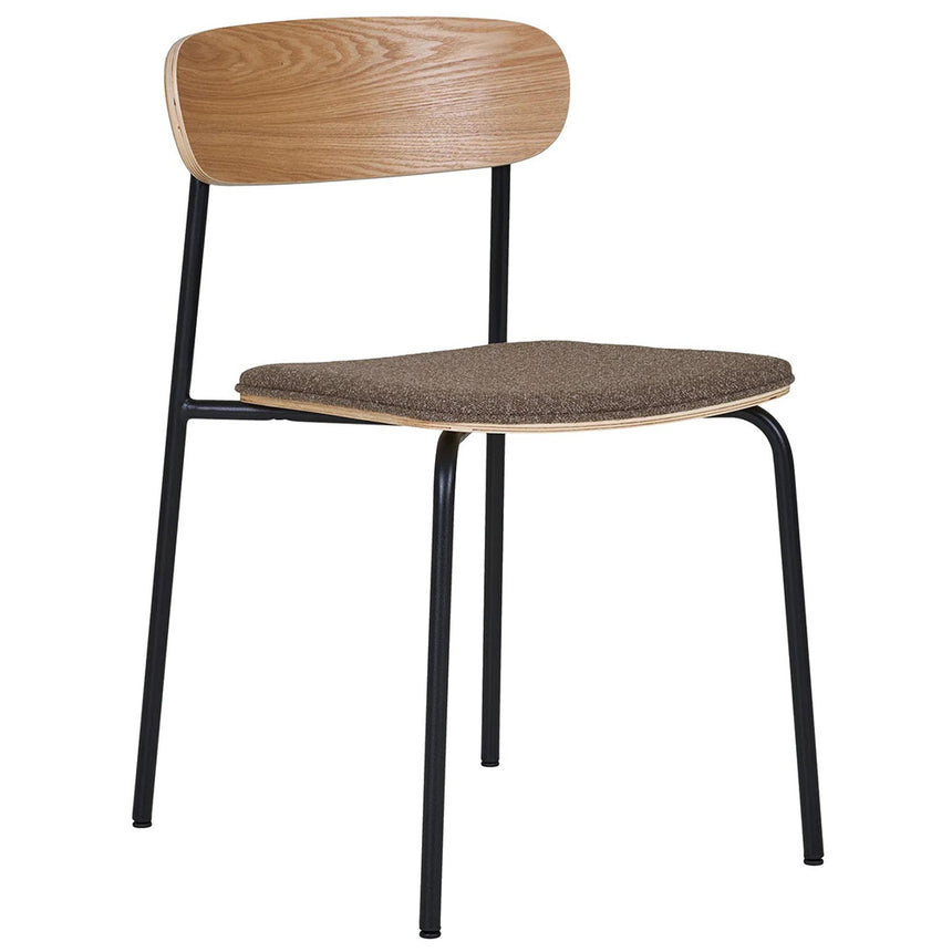 2 x Estepona Natural Ash Wood Brown Dining Chair with Black Legs