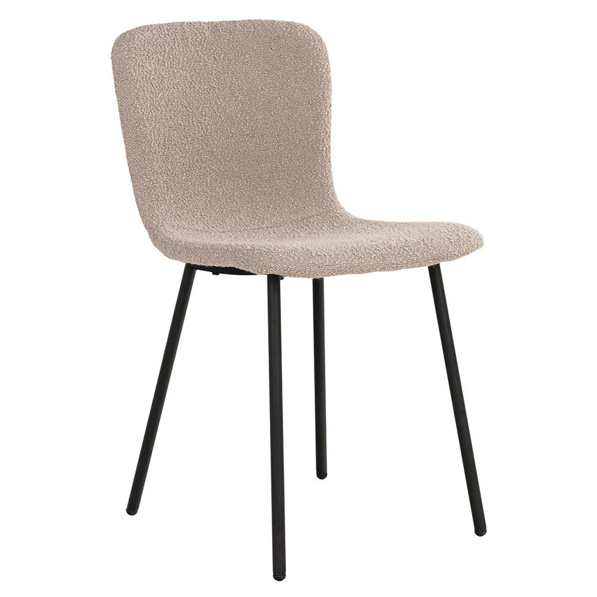 2 x Halden Beige Boucle Fabric Dining Chair with Black Legs