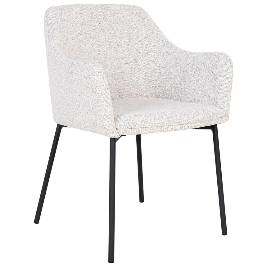 2 x Melilla White Fabric Boucle Dining Chair with Black Legs