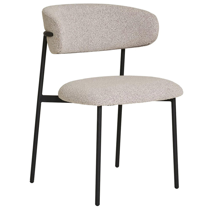 2 x Mira Sand Grey Boucle Fabric Dining Chair with Black Legs
