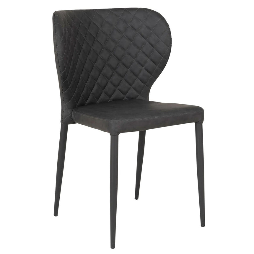 2 x Pisa Dark Grey Faux Leather Dining Chair with Black Legs