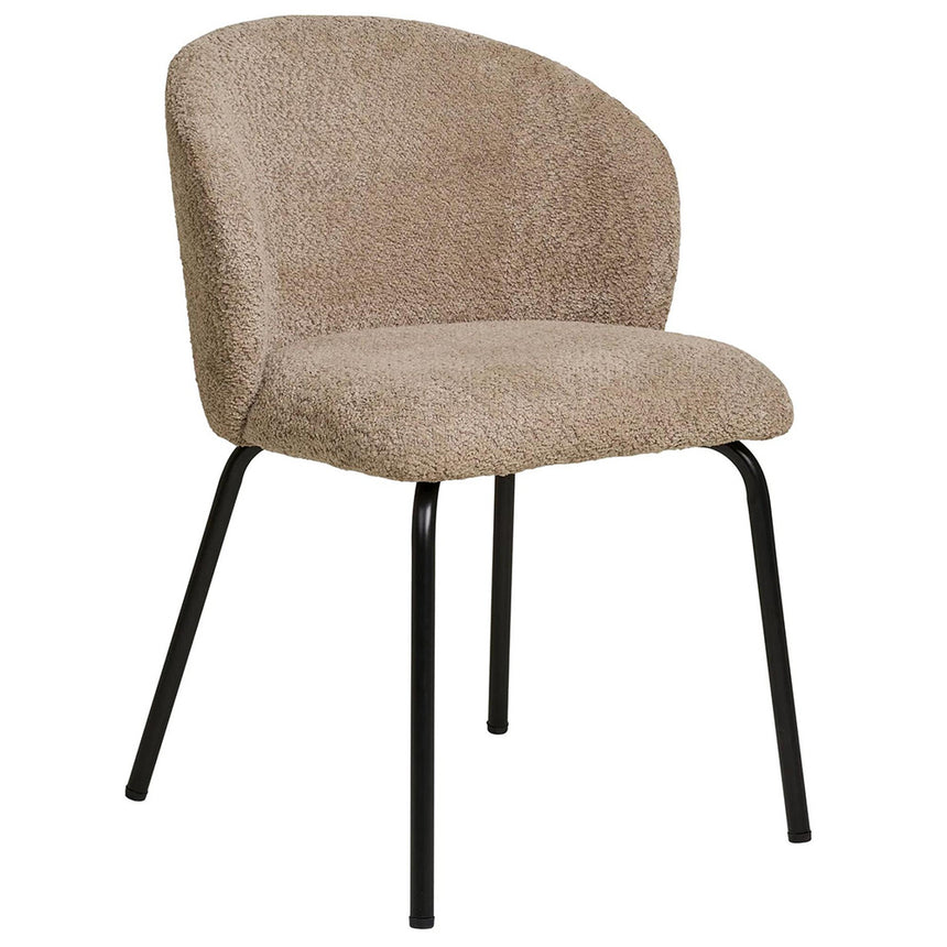 2 x Safira Beige Boucle Dining Chair with Black Legs