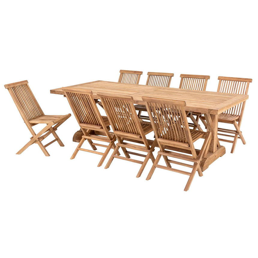 Volos Teak Wood Garden Dining Set with 8 Toledo Chairs