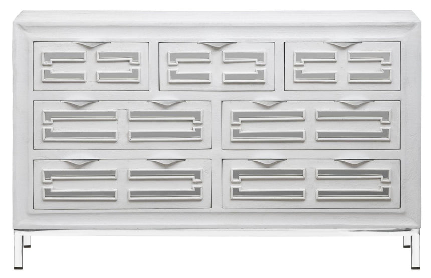 Geo White Mirrored Chest - 3+4 Drawer