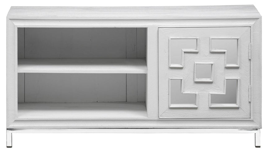 Geo White Mirrored TV Unit - 1 Door