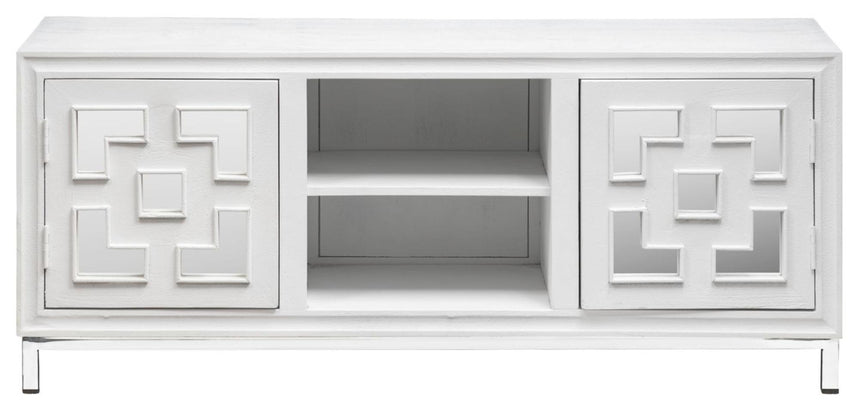 Geo White Mirrored TV Unit - 2 Door