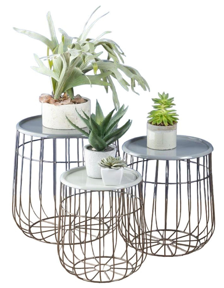 Quinn Grey Metal Round Tables - Set of 3
