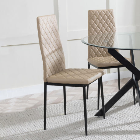 Clearance - Metro Dining Chairs in Cappuccino Colour Leather and Black Metal Legs-6