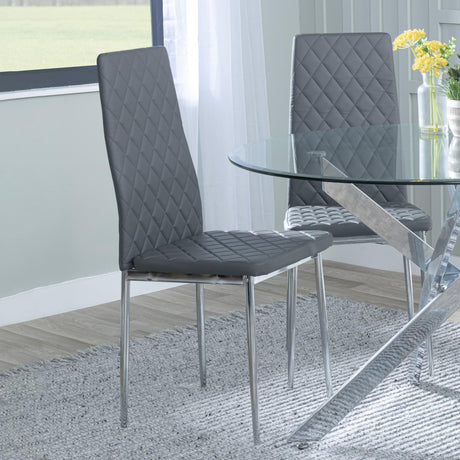 Clearance - Metro Dining Chairs in Grey Colour Leather and Chrome Metal Legs-2