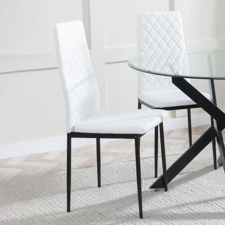 Clearance - Metro Dining Chairs in White Colour Leather and Black Metal Legs-4
