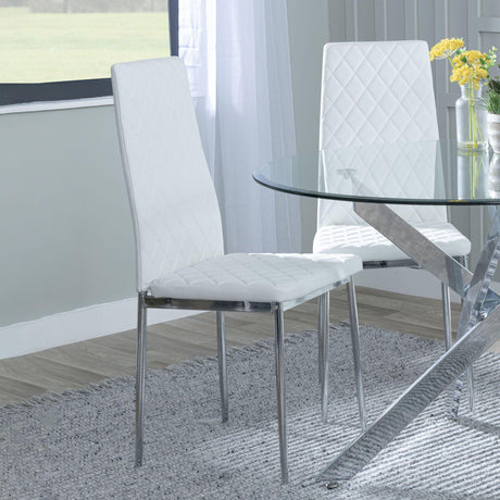 Clearance - Metro Dining Chairs in White Colour Leather and Chrome Metal Legs-4