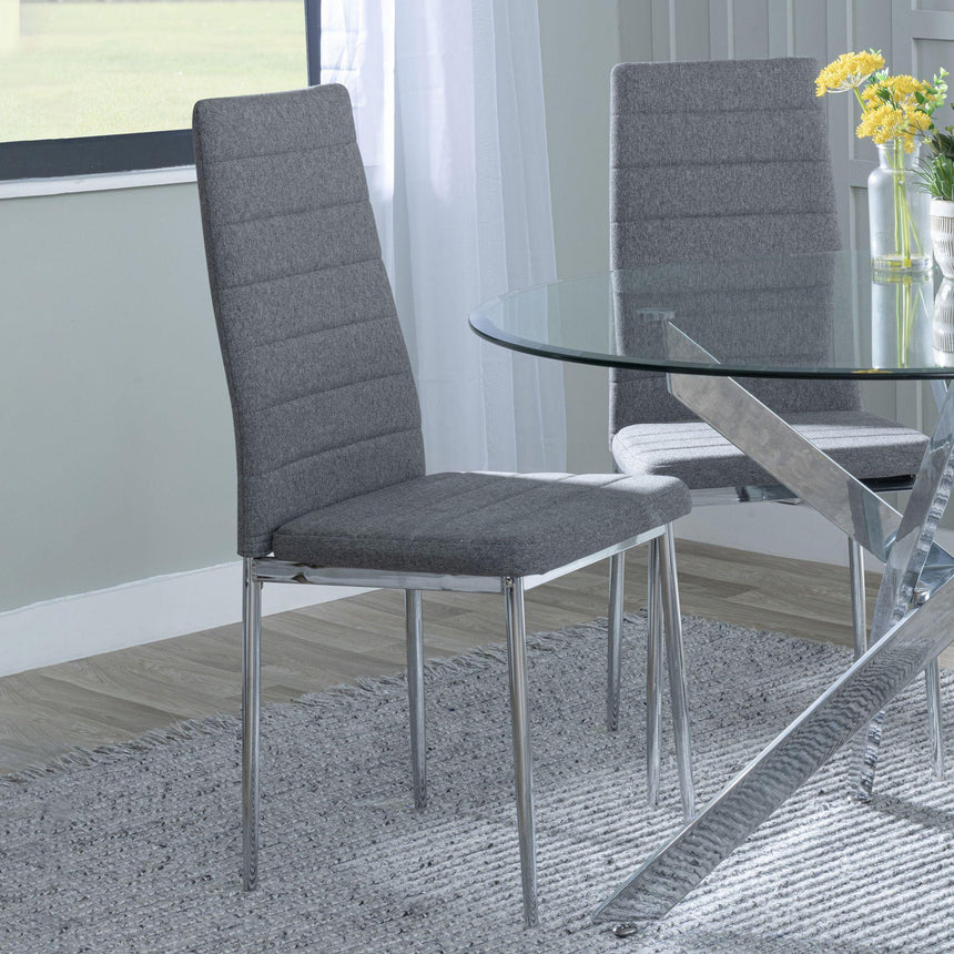 Clearance - Lido Dining Chair in Dark Grey Colour Fabric with Chrome Legs-4