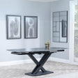 Arctic 4-8 Seater Black Ceramic Swivel Top Extending Dining Table with Cross Base - 140cm-200cm