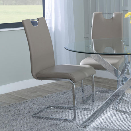 Bianco Beige Faux Leather Dining Chair and Chrome Cantilever Base