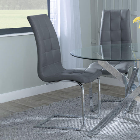 Jamison Grey Faux Leather Dining Chair and Chrome Cantilever Base-2